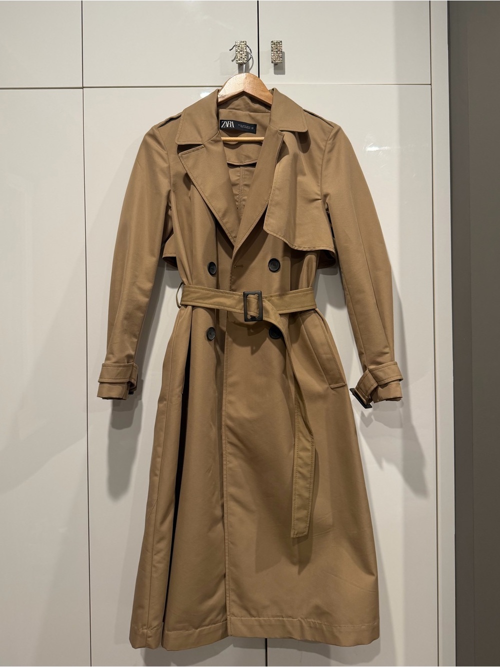 Zara Classic Camel Trench Coat with Belt